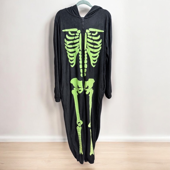 NWT #followme Unisex Skeleton Bodysuit XXL, Glow Green Bones! Cosplay, Pajamas - Picture 2 of 12